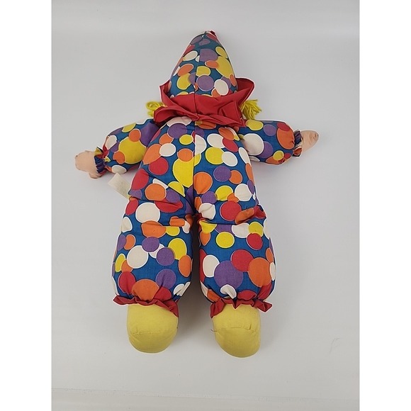 VtgTb Trading Clown 22 Inch Plush Doll Rattle Yarn Hair Eyelet Lace Multicolored - Picture 3 of 12